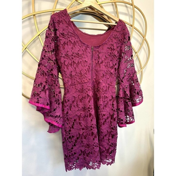 She + Sky Lace Dress with Bell Sleeves size Medium - Picture 6 of 10